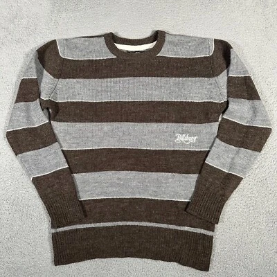 Billabong Sweater Mens Medium Brown Gray Striped Wool Acrylic Y2K Pullover Crew - Image 1 of 4