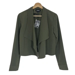 NWT Express Draped Jacket Open Front Long Sleeves Olive Green Sz XXS - Picture 1 of 12