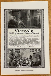1918 Victrrola Family Soldiers His Master's Voice Vintage Print Ad Full Page B&W - Picture 1 of 1