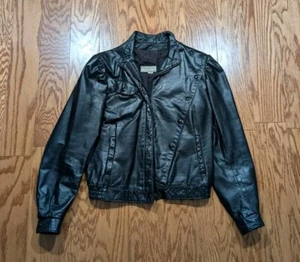 Vintage 80's Michael Jackson Leather Jacket Laurenz Leathers USA Black - Picture 1 of 6