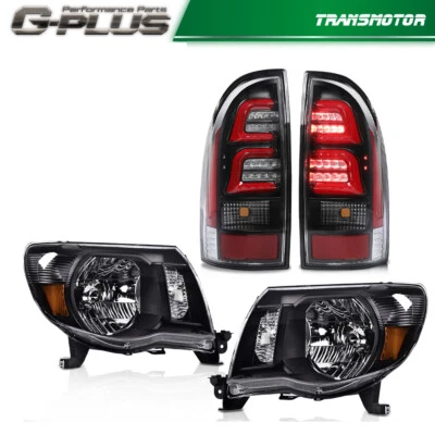 Faros negros y luces traseras de barra de tubo LED 3D aptos para Toyota Tacoma 05-11 Foto 1 de 4