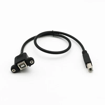 USB 2.0 B Male To USB B Female Socket Panel Mount Printer Extension Cable 50cm - Image 1 of 4