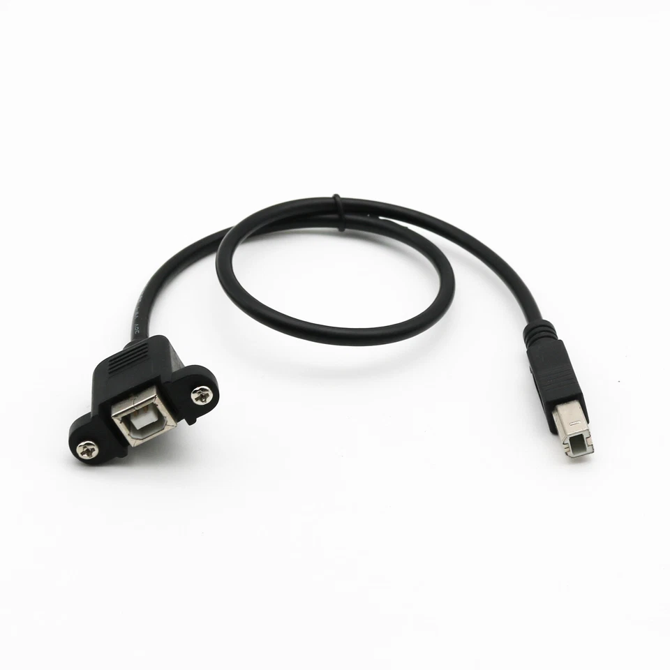 USB 2.0 B Male To USB B Female Socket Panel Mount Printer Extension Cable 50cm - Image 1 of 1