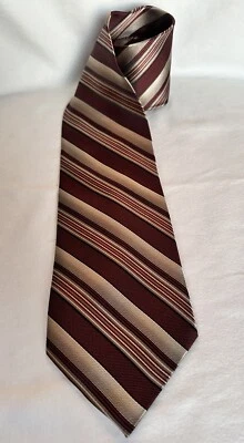Corbata JOSEPH & FEISS Borgoña y Oro Seda Hecha a Mano Diseño a Rayas 60" X 4" Foto 1 de 4