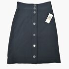 Michael Kors Navy Blue Womens snap button straight skirt size 2 New with tags