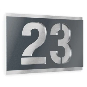 Graviers Hausnummer Edelstahl Schild Gravur Anthrazit Metallic modern rostfrei - Bild 1 von 56