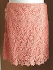 Kenar Pink Peach Floral Crochet Lace Overlay Skirt Cotton Straight NWT 12