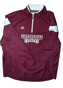 Giacca Bulldog Mississippi State Uomo XL Borgogna Bianco Manica Lunga 1/4 Zip - Foto 1 di 8