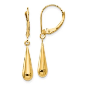 Real 14kt Yellow Gold Madi K Teardrop Dangle Leverback Earrings - Picture 1 of 5