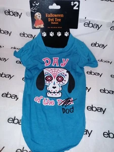  Halloween PetTee Shirt Pet Medium Costume Dog Dress Up Blue Day of the Dog - Picture 1 of 3