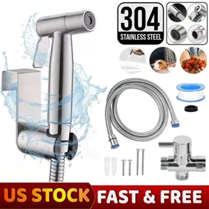 Toilet Shattaf Adapter Hose Bidet Spray Stainless Steel Handheld Shower Head US - Picture 1 of 11