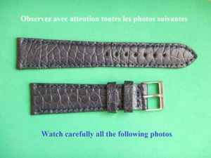 20 MM Strap Genuine Crocodile Night Blue Sewn Handmade 16 MM At The Loop - Picture 1 of 14