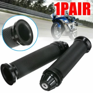 7/8" BLACK HANDLE BAR GEL HAND GRIPS FOR YAMAHA YZF R1 YZFR6 HONDA CBR600RR US - Picture 1 of 9