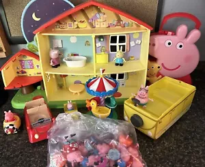 Peppa Pig House Playset Carry Case Beach Van Car Park Figures Lot - Picture 1 of 6