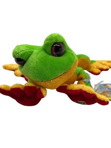 Ganz Webkinz Green Tree Frog Plush Toy Sparkling Details 7" Code has been opened - Picture 1 of 5