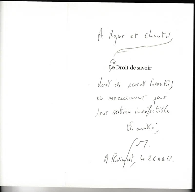 Le Droit de savoir autographe Edwy Plenel médias politique démocratie presse - Photo 1/2