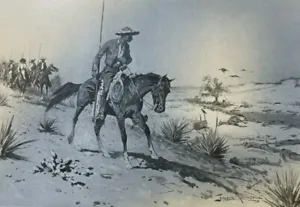 1902 Frederic Remington Illustration Mexican Lancers on Horseback in the Desert - Picture 1 of 2