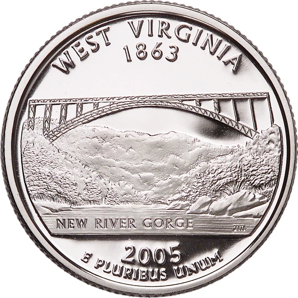 2005 S WEST VIRGINIA PROOF 90% Silver STATE QUARTER - Image 1 of 1