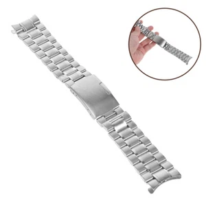 22mm Stainless Steel Solid Links Bracelet Watch Band Strap Curved End with 4pcs - Picture 1 of 12
