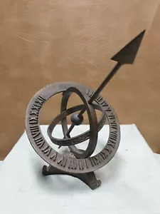 Heavy Brass- Armillary Sphere Globe Sundial W/ Arrow & Roman Numerals - Picture 1 of 6