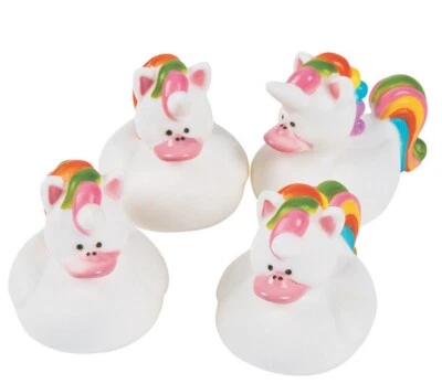 Dozen 12 Rainbow Unicorn Rubber Ducks!  Party Ducks 2x2" New In Packaging! - Image 1 of 3