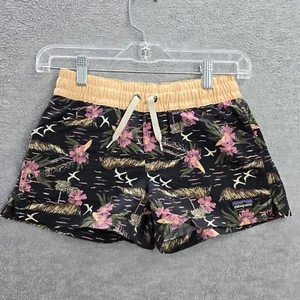 Patagonia Girls Swimwear M Black Floral Costa Rica Baggies Board Shorts - Picture 1 of 8