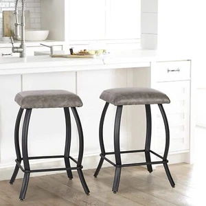Counter Height Bar Stools Set of 2 for Kitchen Backless Modern Barstools Fixed - Picture 1 of 7