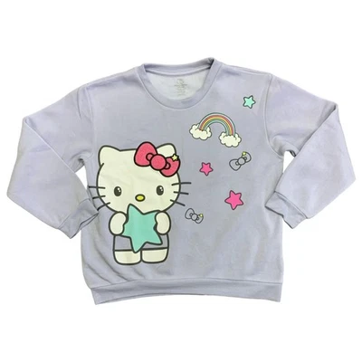 Sudadera de felpa francesa Hello Kitty suave manga larga cuello redondo para niñas jóvenes Foto 1 de 2
