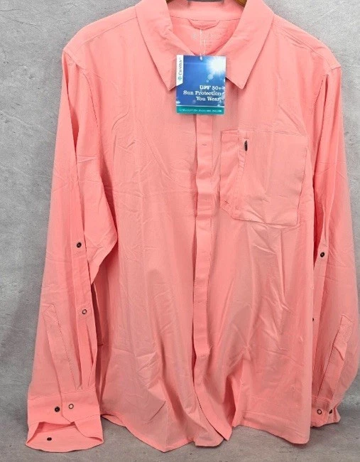 Camisa inteligente Coolibar manga larga para hombre Fiera talla XL rosa melocotón UPF 50+ NUEVA Foto 1 de 4