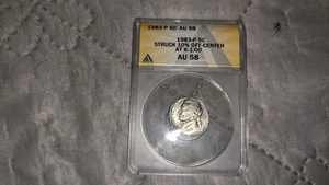 1983 P Nickel Error Struck 10% Off Center.AU 58 - Picture 1 of 2