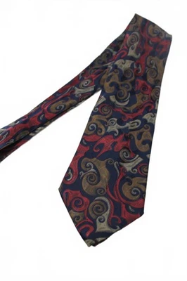 Corbata de seda vintage OLEG CASSINI 3,75 pulgadas de ancho, azul marino, topo, rojo Foto 1 de 4