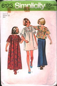 6123 Vintage Simplicity Sewing Pattern Girls 1970s Dress Two Lengths Top Smock - Picture 1 of 2