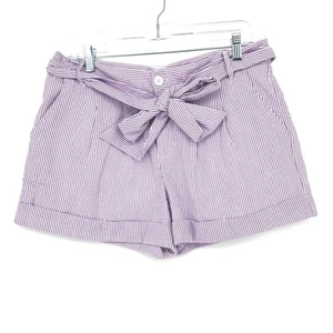 Lauren James Co Damenshorts mit Schleife Größe Medium lila weiß Seersucker Taille zum Binden - Bild 1 von 7