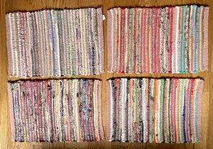 Woven Rag Rug Style Placemats Country Farmhouse Set/4 Set 2 - Picture 1 of 11