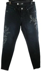 Kut from the Kloth Jeans DONNA ANKLE SKINNY Size 2 Stretch Embroidered Dark Wash - Picture 1 of 12
