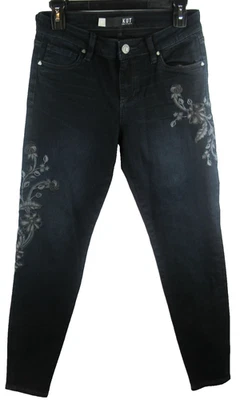 Kut from the Kloth Jeans DONNA ANKLE SKINNY Size 2 Stretch Embroidered Dark Wash - Image 1 of 4