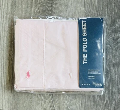 Ralph Lauren Polo Pony Rosa Peonía Doble Sábana Plana 100% Algodón Spima Hecho en EE. UU. Foto 1 de 4