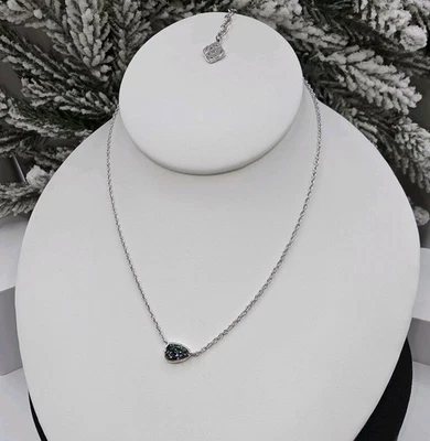 Kendra Scott Druzy Colgante Collar Tono Plata Cadena Piedra Iridiscente 17"  Foto 1 de 4