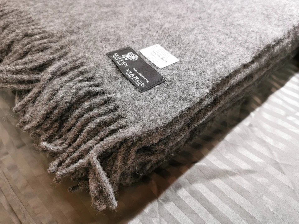 Wolldecke Plaid 140х205cm Von Klippan Saule 100% Lammwolle, Grau, Latvia, Neu - Bild 1 von 4