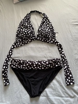 La Blanca Halter Bikini Sz 12 black with white polka dots - Image 1 of 4