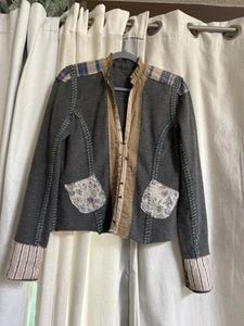 Free People Damen Jacke Grau/Multi Größe L Patchwork - Bild 1 von 9