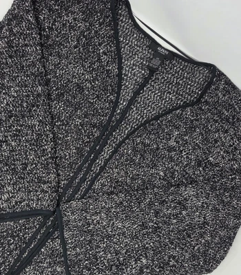 Suéter Alfani Mujer Plus OX Negro Blanco Tejido Frente Abierto Manga Larga Cárdigan Foto 1 de 4