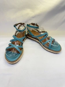 Sandalo donna Lucky Brand Nemelli espadrillas in pelle con cinturino zeppa bassa color verde acqua taglia 8 - Foto 1 di 8
