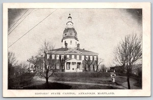 Annapolis Maryland~Historic State Capitol~View Up Hill~1920s B&W Series Postcard - Picture 1 of 2