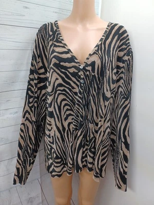 Blusa cebra vintage Christie & Jill de gran tamaño con estampado animal talla 3X  Foto 1 de 4