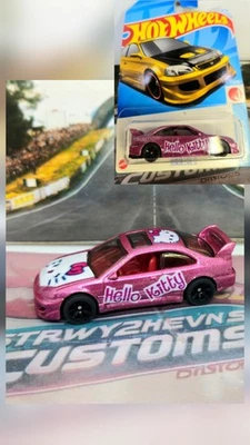 Hot Wheels Honda Civic ***Custom Hello Kitty W Spectraflame And Real Riders*** - Image 1 of 3