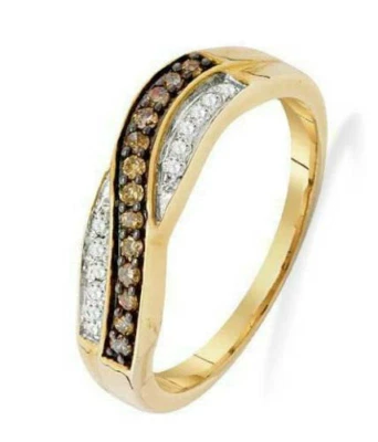 1ct Brown & White Cubic Zirconia Eternity Wedding Band 14K Yellow Gold Plated - Image 1 of 3