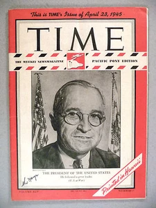 Time Magazine - April 23, 1945 ~ Pacific Pony Edition ~ President Truman - Bild 1 von 3