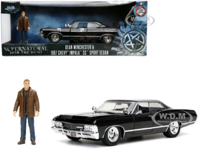1967 CHEVROLET IMPALA SS SUPERNATURAL SS SEDAN BLACK & FIGURINE 1/24 JADA 32250 - Image 1 of 4