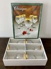 NEW IN BOX Circleware Crystal Classique Gold Rimmed Wine Goblets Vintage 1950s